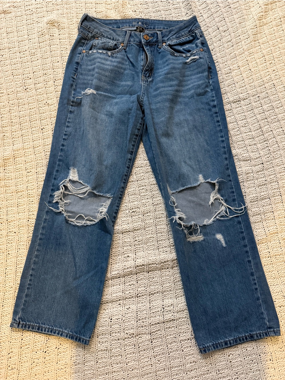 Rewash Distressed Straight-Leg Jeans